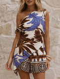 One Shoulder Top Shorts Set