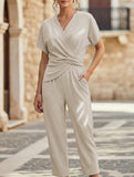 Solid Irregular Short Sleeve Set