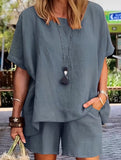Short Sleeve Top Shorts Set_CWSS01488