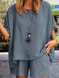 Short Sleeve Top Shorts Set_CWSS01488