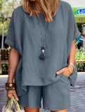 Short Sleeve Top Shorts Set_CWSS01488