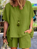 Short Sleeve Top Shorts Set_CWSS01488