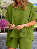 Short Sleeve Top Shorts Set_CWSS01488