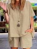 Short Sleeve Top Shorts Set_CWSS01488