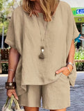 Short Sleeve Top Shorts Set_CWSS01488