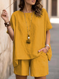 Short Sleeve Top Shorts Set_CWSS01488