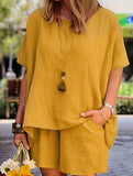 Short Sleeve Top Shorts Set_CWSS01488