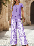 Print Top Wide Leg Pants Set_CWSS01490