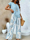 Print Top Wide Leg Pants Set_CWSS01490