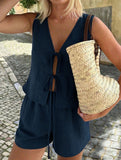 Sleeveless Tie Casual Two Piece Set_CWSS01492