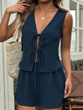 Sleeveless Tie Casual Two Piece Set_CWSS01492
