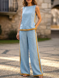 Colorblock Wide Leg Two Piece Set_CWSS01500