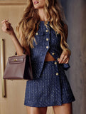 Beaded Tweed Vest Jacket Pants Set