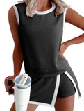 Color Block Slit Sport Tank Top Set