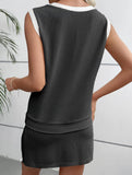Color Block Slit Sport Tank Top Set