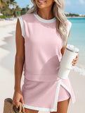 Color Block Slit Sport Tank Top Set