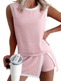 Color Block Slit Sport Tank Top Set