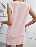 Color Block Slit Sport Tank Top Set