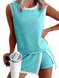 Color Block Slit Sport Tank Top Set