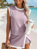 Color Block Slit Sport Tank Top Set