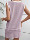 Color Block Slit Sport Tank Top Set