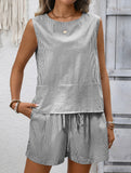 Sleeveless Tank Top Shorts Casual Set_CWSTB00943
