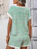 Patchwork Top Shorts Casual Two Piece Set