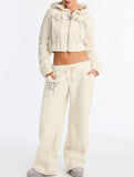 Hooded Zip Fleece Embroidered Casual Set_CWSTB00962