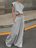 Sleeveless Vest Wide Leg Pants Two Piece Set