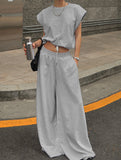 Sleeveless Vest Wide Leg Pants Two Piece Set