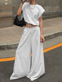 Sleeveless Vest Wide Leg Pants Two Piece Set