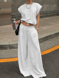 Sleeveless Vest Wide Leg Pants Two Piece Set