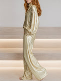 Gold Sequin Half Zip Party Pants Set_CWSTB01026