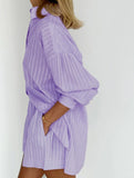 Jacquard Puff Sleeve Shirt Shorts Set_CWSTB01027