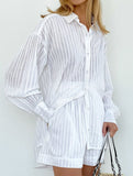 Jacquard Puff Sleeve Shirt Shorts Set_CWSTB01027