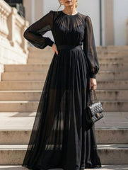 Black Mesh Two Piece Maxi Dress_CWSTB01051