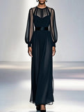 Black Mesh Two Piece Maxi Dress_CWSTB01051