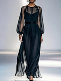 Black Mesh Two Piece Maxi Dress_CWSTB01051