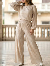 Casual Ruched Waist Top and Pants Set_CWSTB01059