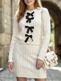 Cable Knit Cardigan Skirt Two Piece Set_CWSTB01065