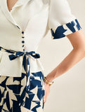 Abstract Print Office Skirt Set