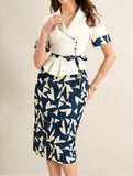 Abstract Print Office Skirt Set