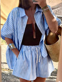 Stripe Shirt and Shorts Set