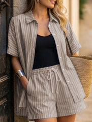 Stripe Shirt and Shorts Set