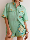 Linen Shirt and Shorts Set
