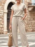 Short Sleeve Top Pants Two Piece Set_CWSTB01268