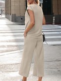 Short Sleeve Top Pants Two Piece Set_CWSTB01268