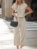 Short Sleeve Top Pants Two Piece Set_CWSTB01268