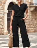 Short Sleeve Top Pants Two Piece Set_CWSTB01268