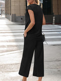 Short Sleeve Top Pants Two Piece Set_CWSTB01268
